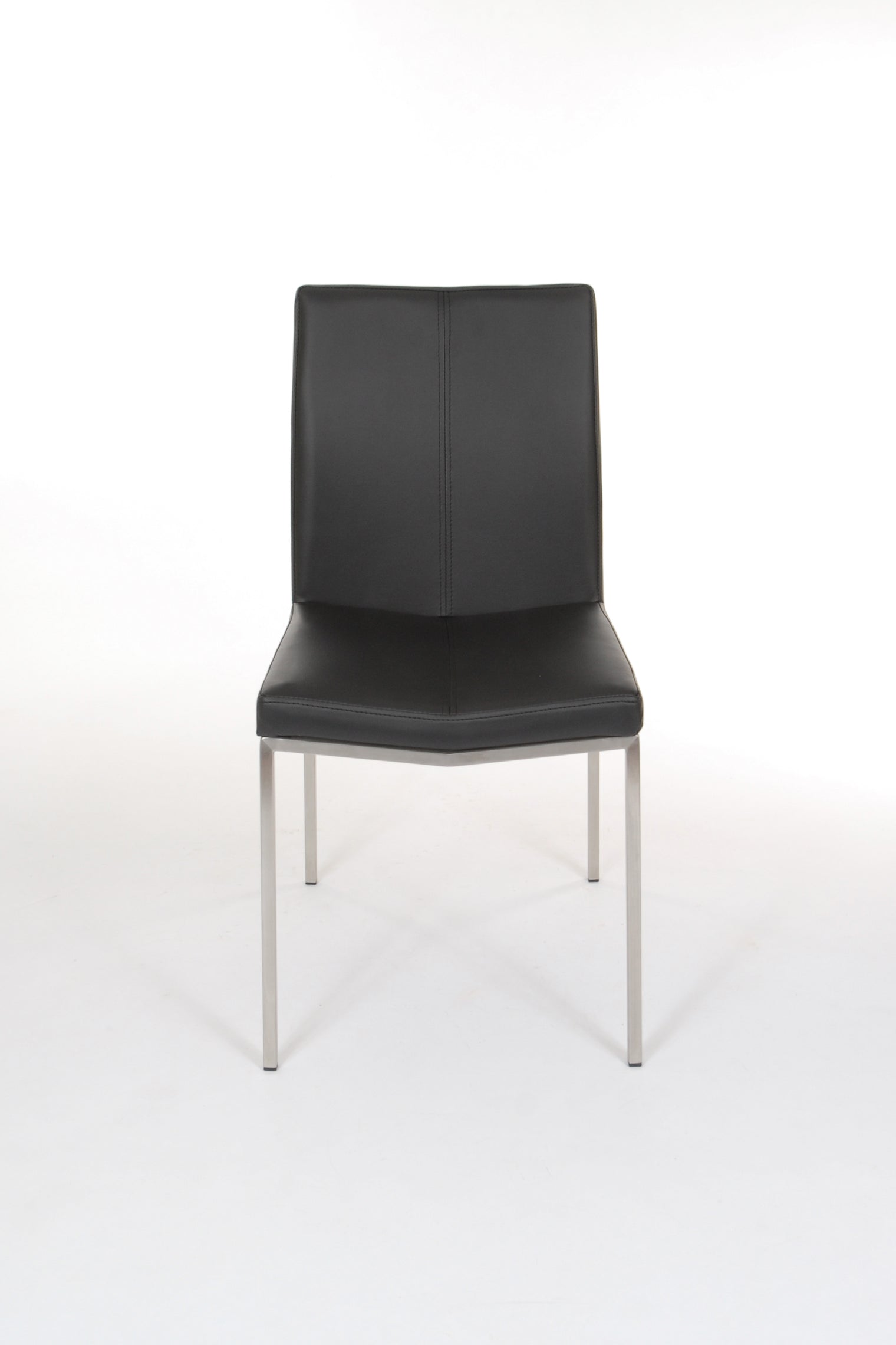 Cecil – Stationary Chair with Faux Leather Black Seat and Backrest by Furnishings Mate – Brushed Stainless Steel Frame - Stools Canada