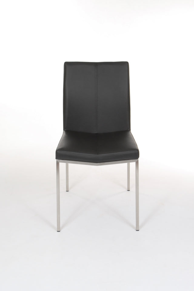 Cecil – Stationary Chair with Faux Leather Black Seat and Backrest by Furnishings Mate – Brushed Stainless Steel Frame - Stools Canada