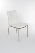 Cecil – Stationary Chair with Faux Leather White Seat and Backrest by Furnishings Mate – Brushed Stainless Steel Frame - Stools Canada