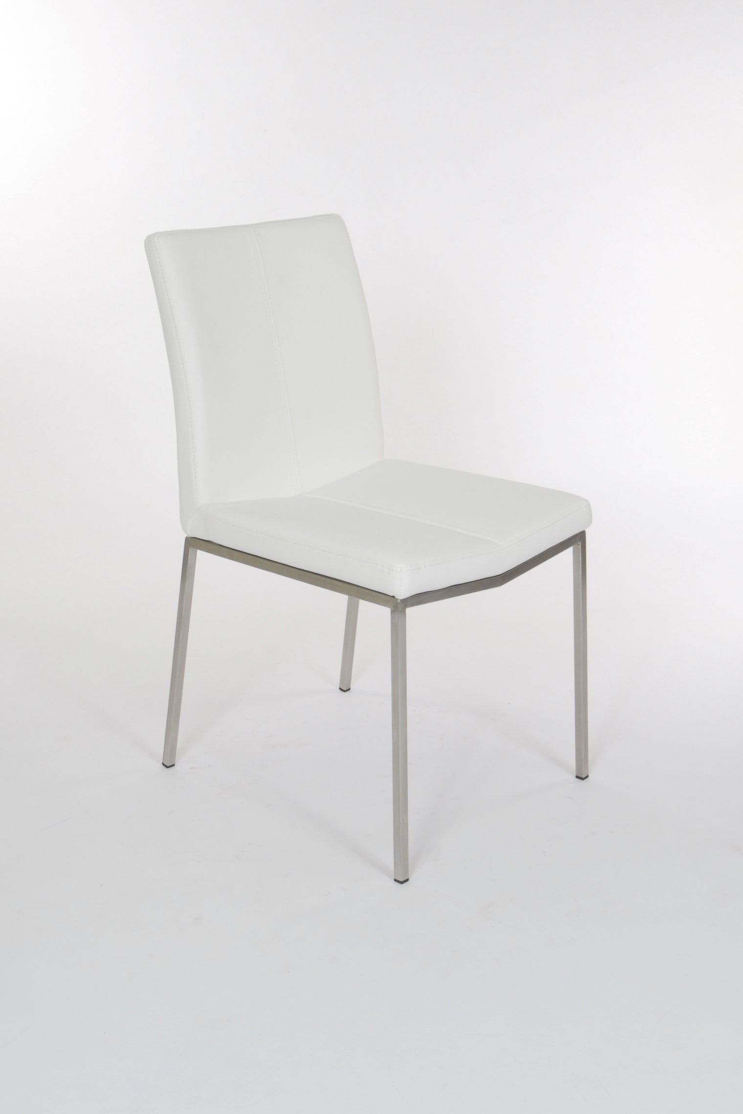 Cecil – Stationary Chair with Faux Leather White Seat and Backrest by Furnishings Mate – Brushed Stainless Steel Frame - Stools Canada