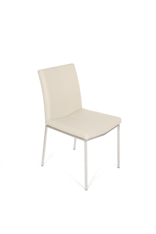 Cecil – Stationary Chair with Faux Leather Tan Seat and Backrest by Furnishings Mate – Brushed Stainless Steel Frame - Stools Canada