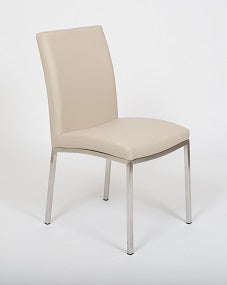 Sid – Stationary Chair with Faux Leather Taupe Seat and Backrest by Furnishings Mate – Brushed Stainless Steel Frame - Stools Canada