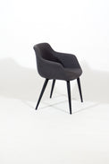 Owen – Stationary Chair with Upholstered Graphite Seat and Backrest by Furnishings Mate – Matte Black Steel Frame - Stools Canada