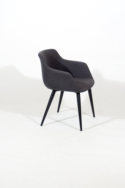 Owen – Stationary Chair with Upholstered Graphite Seat and Backrest by Furnishings Mate – Matte Black Steel Frame - Stools Canada
