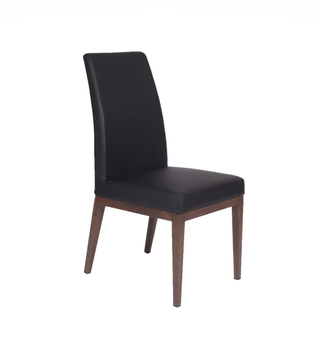 Erika – Stationary Chair with Faux Leather Black Seat and Backrest by Furnishings Mate – Faux Wood Walnut Steel Frame - Stools Canada