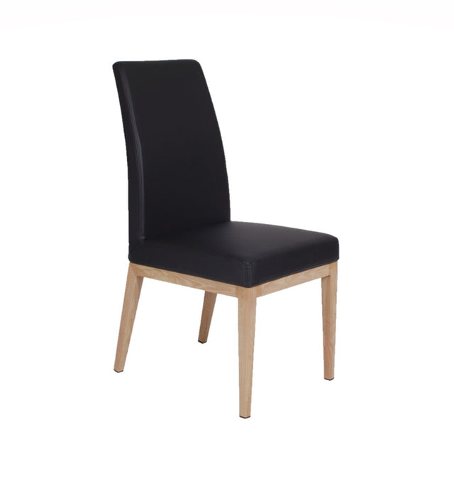 Erika – Stationary Chair with Faux Leather Black Seat and Backrest by Furnishings Mate – Faux Wood White Oak Steel Frame - Stools Canada
