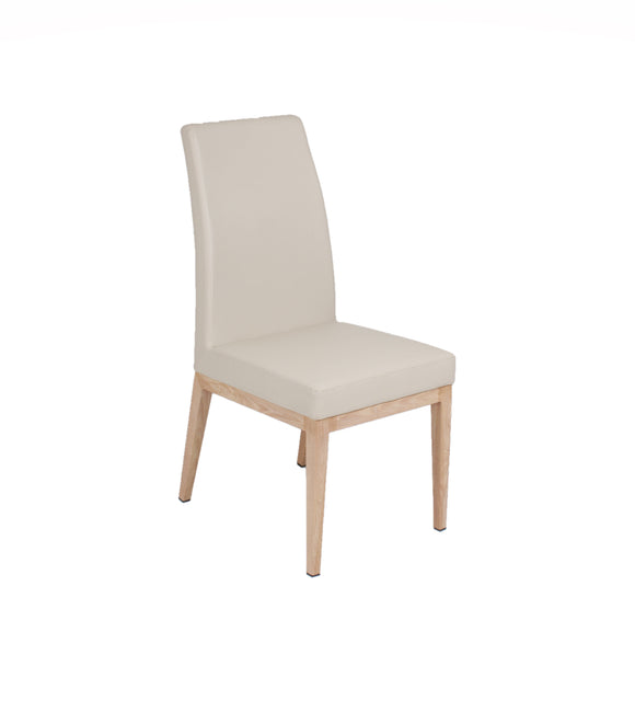 Erika – Stationary Chair with Faux Leather Cream Seat and Backrest by Furnishings Mate – Faux Wood White Oak Steel Frame - Stools Canada