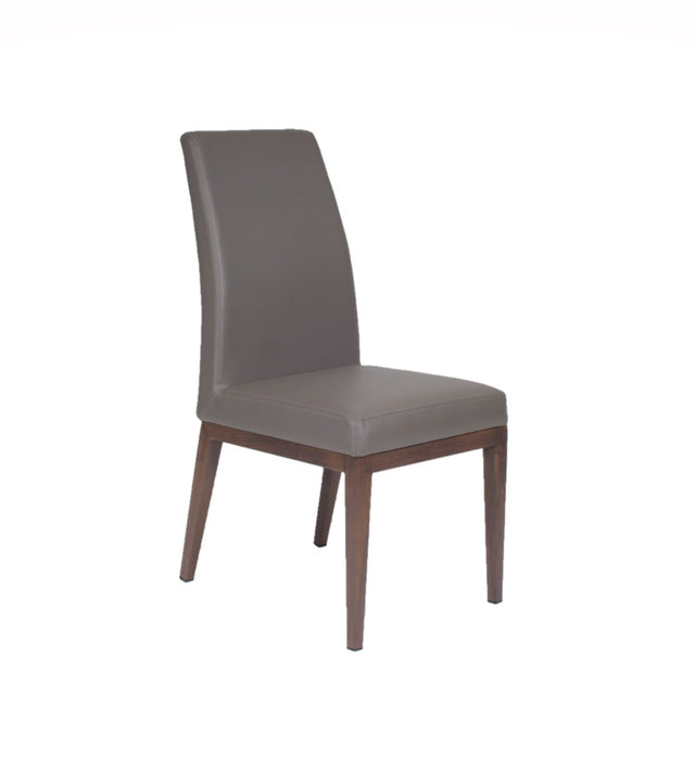 Erika – Stationary Chair with Faux Leather Grey Seat and Backrest by Furnishings Mate – Faux Wood Walnut Steel Frame - Stools Canada