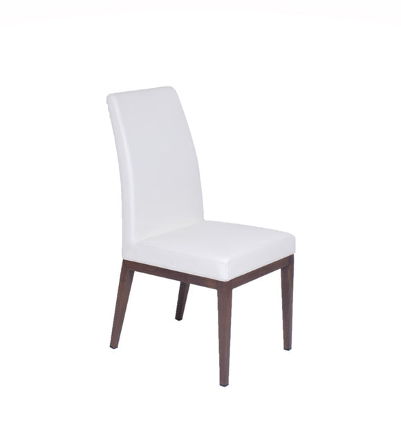 Erika – Stationary Chair with Faux Leather White Seat and Backrest by Furnishings Mate – Faux Wood Walnut Steel Frame - Stools Canada