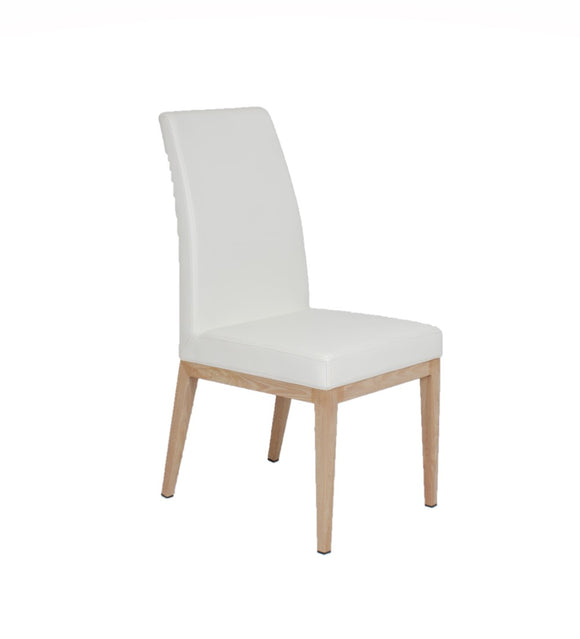 Erika – Stationary Chair with Faux Leather White Seat and Backrest by Furnishings Mate – Faux Wood White Oak Steel Frame - Stools Canada