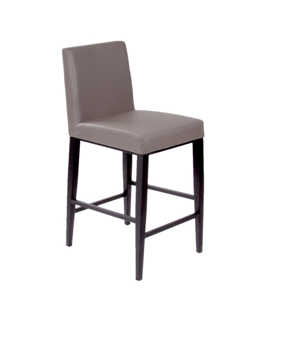 Erika – Stationary Stool with Faux Leather Grey Seat and Backrest by Furnishings Mate – Matte Black Steel Frame - Stools Canada