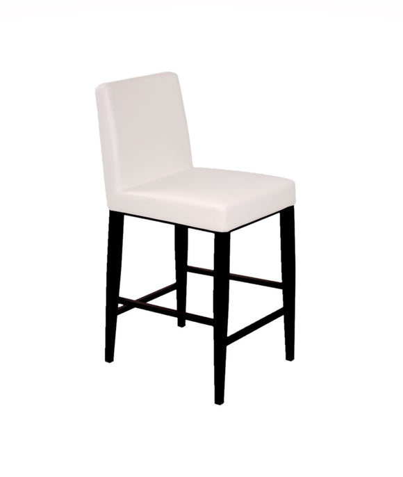 Erika – Stationary Stool with Faux Leather White Seat and Backrest by Furnishings Mate – Matte Black Steel Frame - Stools Canada