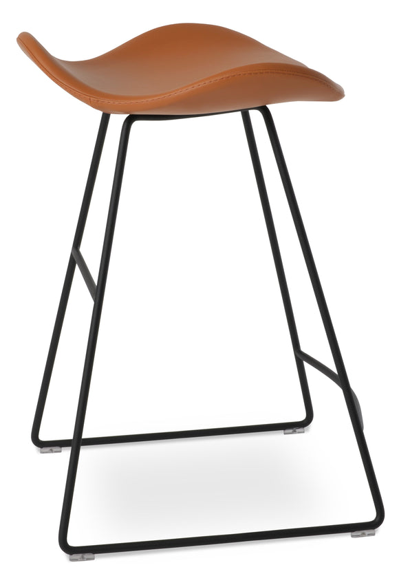 Falcon - Wire Stool with Caramel PPM Seat and Black Powdered Steel Base by BNT sohoConcept - Stools Canada