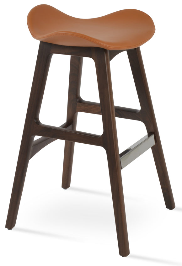 Falcon - Wood Stool with Caramel PPM Seat and Beech Walnut Finished Wood Base by BNT sohoConcept - Stools Canada