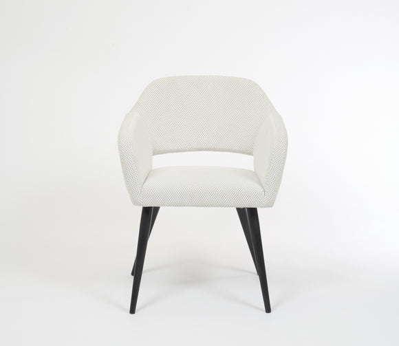 Friday – Stationary Chair with Upholstered White Velvet Seat and Backrest by Furnishings Mate – Matte Black Steel Frame - Stools Canada