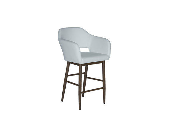 Friday – Stationary Stool with Faux Leather White Seat and Backrest by Furnishings Mate – Faux Wood Walnut Steel Frame - Stools Canada