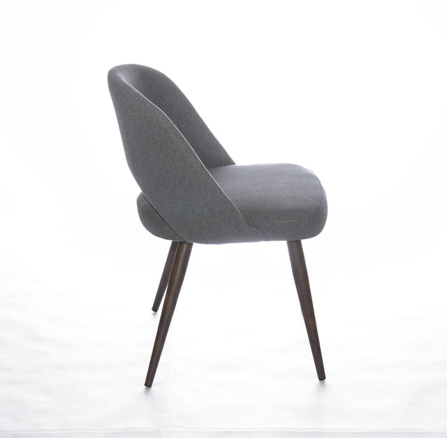 Henrick – Stationary Chair with Upholstered Slate Seat and Backrest by Furnishings Mate – Faux Wood Walnut Steel Frame - Stools Canada