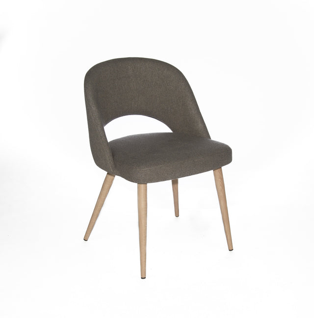 Henrick – Stationary Chair with Upholstered Slate Seat and Backrest by Furnishings Mate – Faux Wood White Oak Steel Frame - Stools Canada