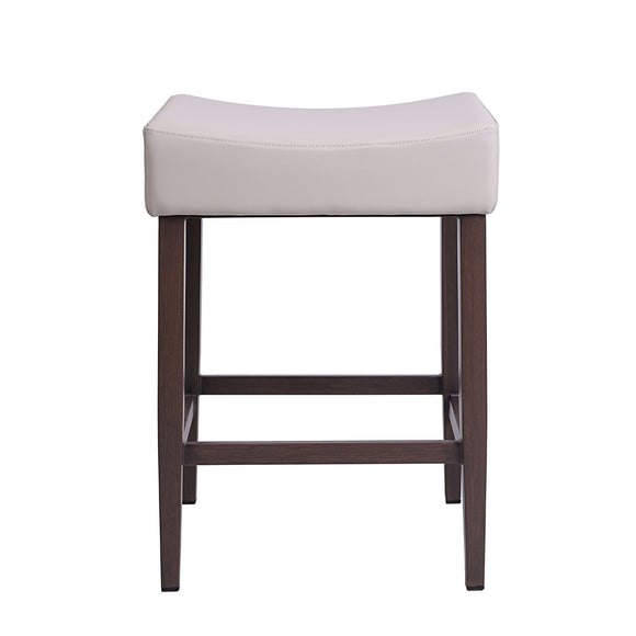 Jack – Stationary Backless Stool with Faux Leather Oatmeal Seat by Furnishings Mate – Faux Wood Walnut Steel Frame - Stools Canada