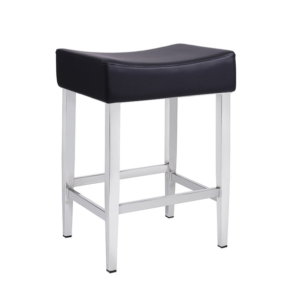 Jack – Stationary Backless Stool with Faux Leather Black Seat by Furnishings Mate – Polished Chrome Steel Frame - Stools Canada