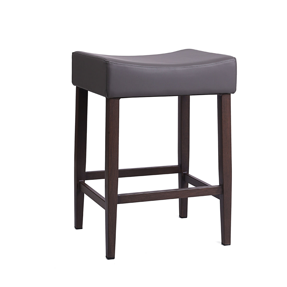 Jack – Stationary Backless Stool with Faux Leather Grey Seat by Furnis ...