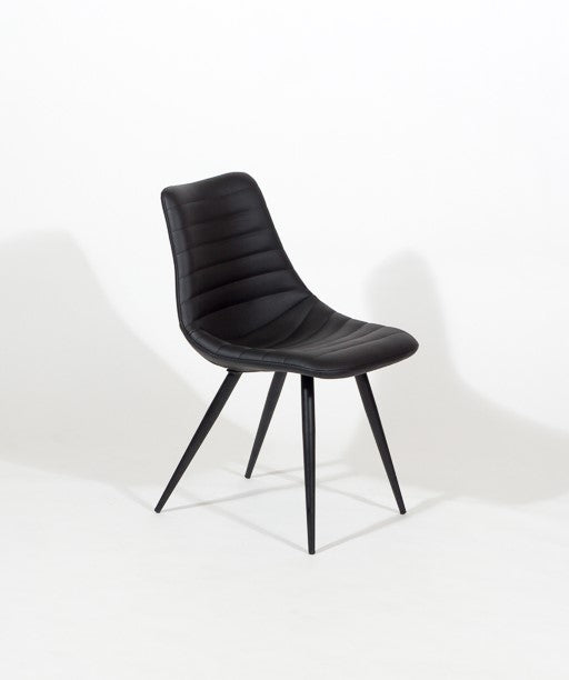 Lee – Stationary Chair with Faux Leather Black Seat and Backrest by Furnishings Mate – Matte Black Frame - Stools Canada