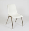 Moon – Stationary Chair with Faux Leather White Seat and Backrest by Furnishings Mate – Brushed Stainless Steel Frame - Stools Canada