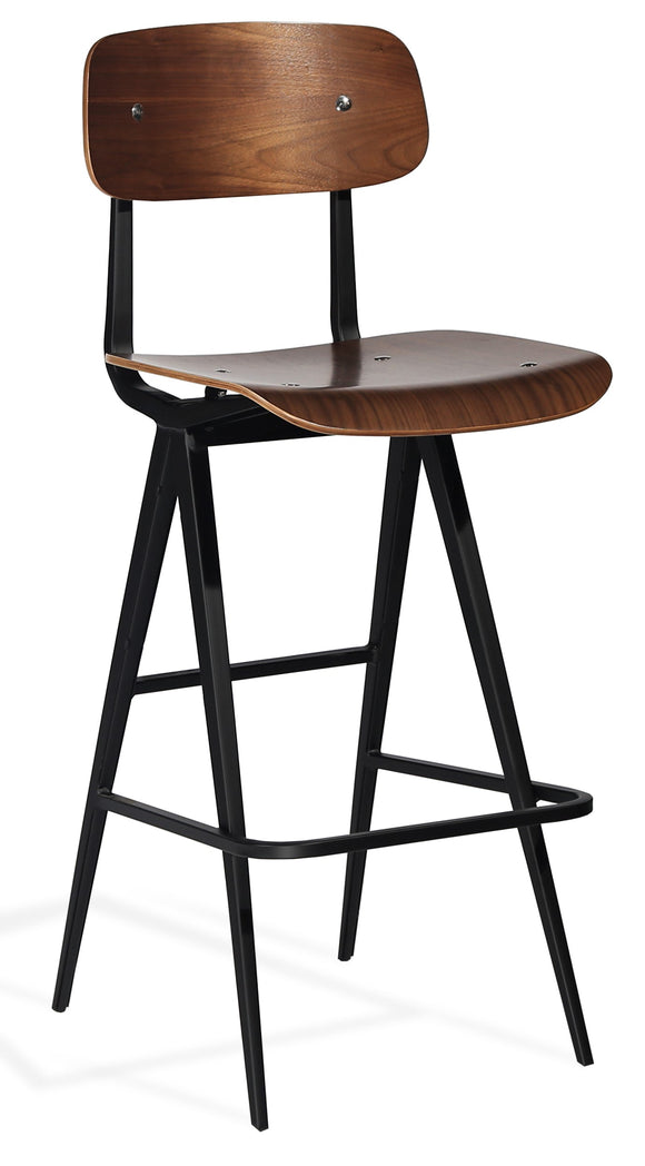 Perla - Stool with Walnut Finished Wood Seat and Black Powdered Metal Base by BNT sohoConcept - Stools Canada
