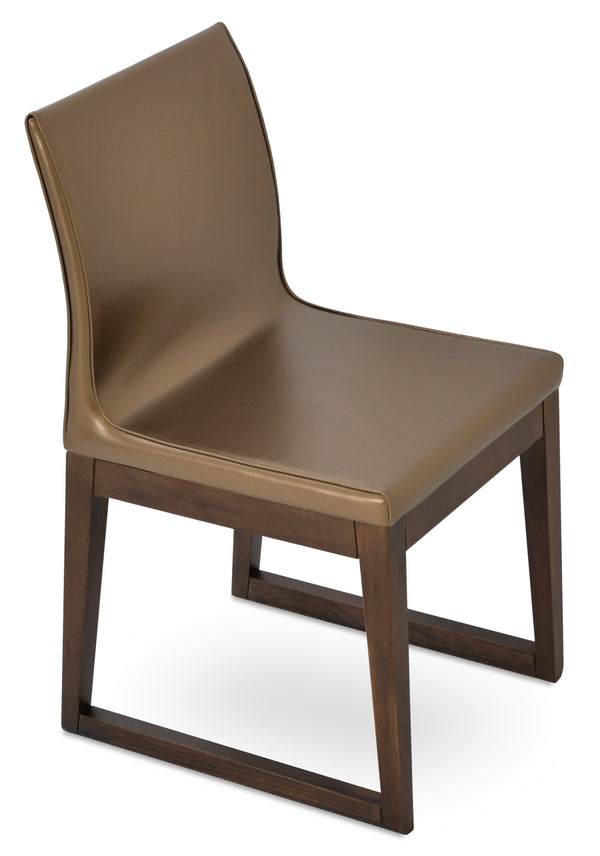 Polo - Wood Sled Chair with Gold PPM Seat and Solid Beech Walnut Finished Base by BNT sohoConcept - Stools Canada
