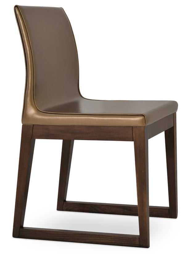 Polo - Wood Sled Chair with Gold PPM Seat and Solid Beech Walnut Finished Base by BNT sohoConcept - Stools Canada