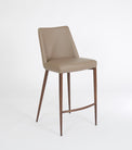 Phil – Stationary Stool with Faux Leather Taupe Seat and Backrest by Furnishings Mate – Faux Wood Walnut Steel Frame - Stools Canada