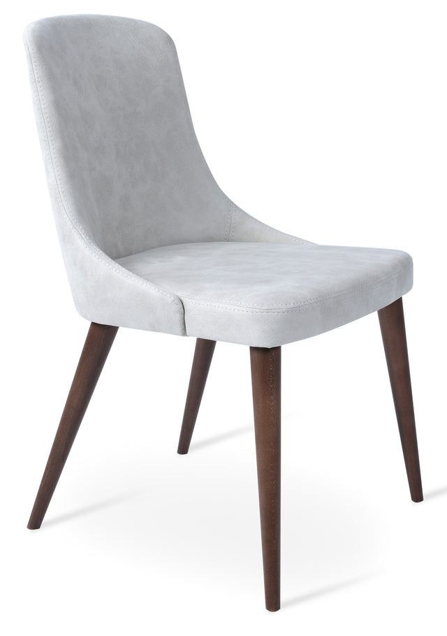 Romano - Dining Chair with Nubuck Fabric Beige Seat and Beech Walnut Finished Base by BNT sohoConcept - Stools Canada