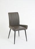 Ridley – Stationary Chair with Faux Leather Grey Seat and Backrest by Furnishings Mate – Matte Black Steel Frame - Stools Canada