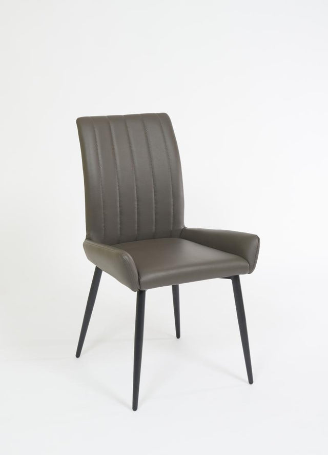 Ridley – Stationary Chair with Faux Leather Grey Seat and Backrest by Furnishings Mate – Matte Black Steel Frame - Stools Canada