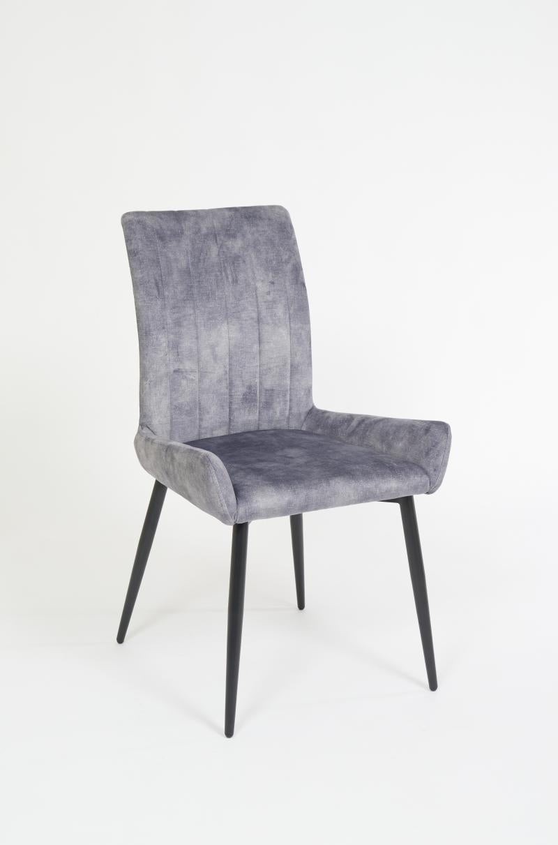 Ridley – Stationary Chair with Upholstered Pewter Seat and Backrest by Furnishings Mate – Matte Black Steel Frame - Stools Canada