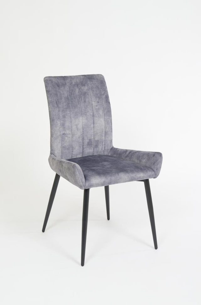 Ridley – Stationary Chair with Upholstered Pewter Seat and Backrest by Furnishings Mate – Matte Black Steel Frame - Stools Canada
