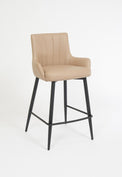 Ridley – Stationary Stool with Faux Leather Latte Seat and Backrest by Furnishings Mate – Matte Black Steel Frame - Stools Canada
