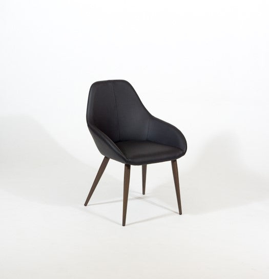 Shindig – Stationary Chair with Faux Leather Black Seat and Backrest by Furnishings Mate –Faux Wood Walnut Steel Frame - Stools Canada