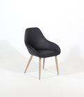 Shindig – Stationary Chair with Faux Leather Black Seat and Backrest by Furnishings Mate –Faux Wood White Oak Steel Frame - Stools Canada