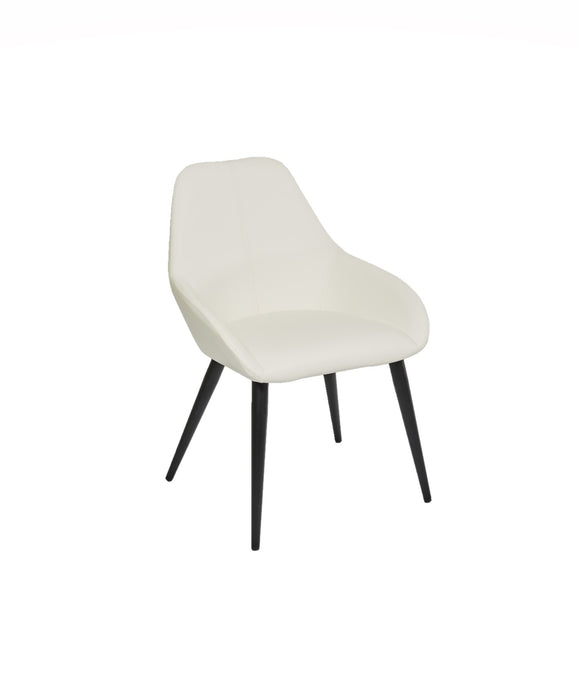 Shindig – Stationary Chair with Faux Leather White Seat and Backrest by Furnishings Mate – Matte Black Steel Frame - Stools Canada