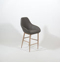 Shindig – Stationary Stool with Faux Leather Grey Seat and Backrest by Furnishings Mate – Faux Wood White Oak Steel Frame - Stools Canada