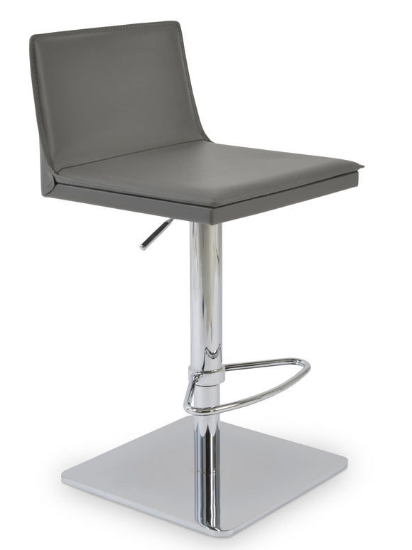 Tiffany - Piston Stools with Grey Bonded Leather Seat and Stainless Steel Piston Base by BNT sohoConcept - Stools Canada