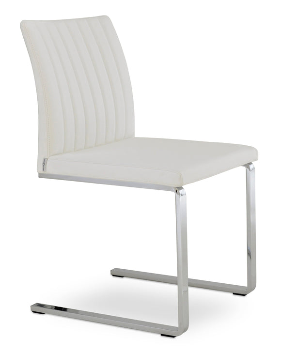 Zeyno - Flat Chair with White Leatherette Seat and Chrome Base by BNT sohoConcept - Stools Canada