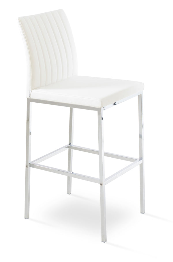 Zeyno - Metal Stool with White Leatherette Seat and Chrome Metal Base by BNT sohoConcept - Stools Canada