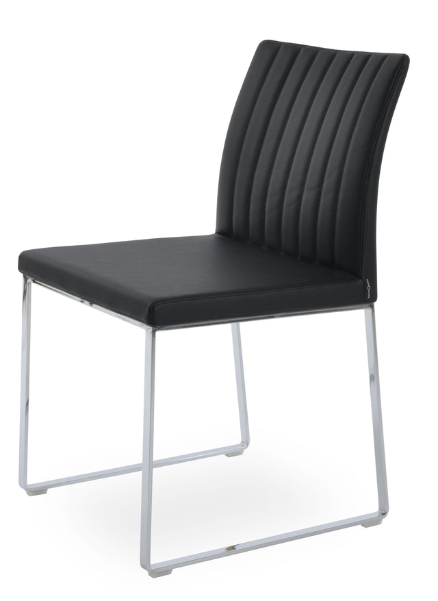 Zeyno - Sled Chair with Black Leatherette Seat and Stainless Steel Base by BNT sohoConcept - Stools Canada