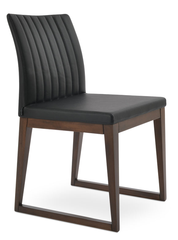 Zeyno - Sled Chair with Black Leatherette Seat and Beech Walnut Finished Wood Base by BNT sohoConcept - Stools Canada
