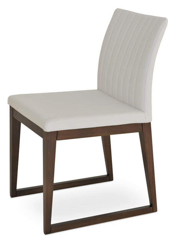 Zeyno - Sled Chair with White Leatherette Seat and Beech Walnut Finished Wood Base by BNT sohoConcept - Stools Canada
