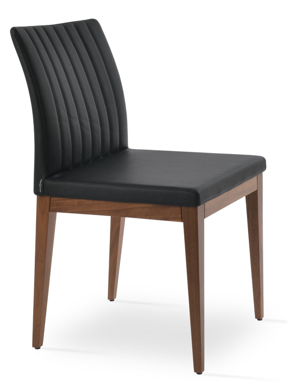 Zeyno - Wood Chair with Black Leatherette Seat and Beech Walnut Finished Wood Base by BNT sohoConcept - Stools Canada