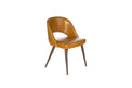 Henrick – Stationary Chair with Faux Leather Tan Seat and Backrest by Furnishings Mate – Faux Wood Walnut Steel Frame - Stools Canada
