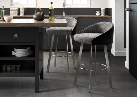 Liv - Swivel Stool with Upholstered Seat and Backrest by Trica - Stools Canada